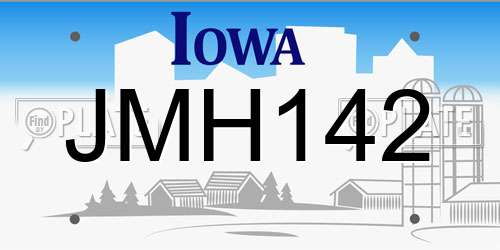 JMH142 Iowa License Plate