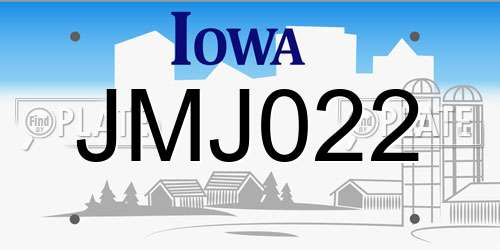JMJ022 Iowa License Plate