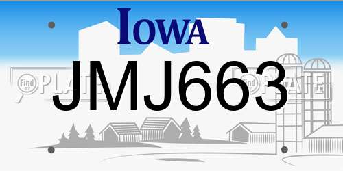 JMJ663 Iowa License Plate