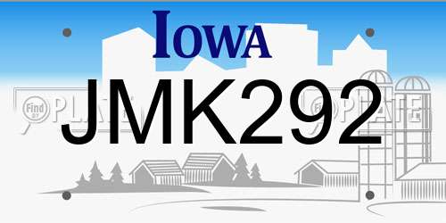 JMK292 Iowa License Plate