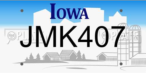 JMK407 Iowa License Plate