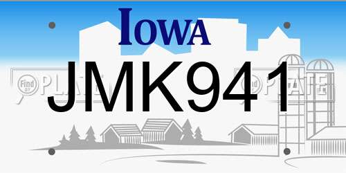 JMK941 Iowa License Plate