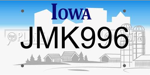 JMK996 Iowa License Plate
