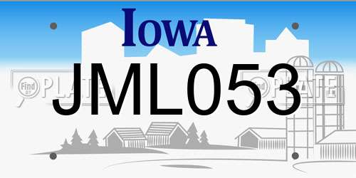 JML053 Iowa License Plate