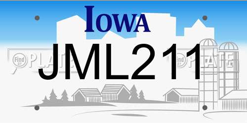 JML211 Iowa License Plate