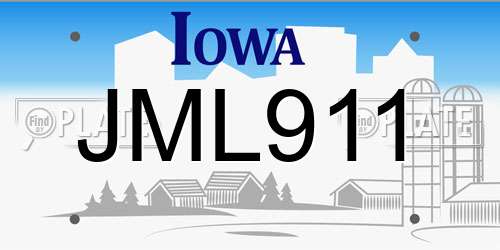 JML911 Iowa License Plate
