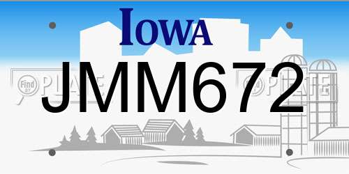 JMM672 Iowa License Plate