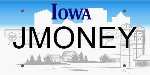 JMONEY Iowa License Plate