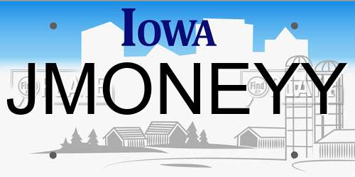 JMONEYY Iowa License Plate