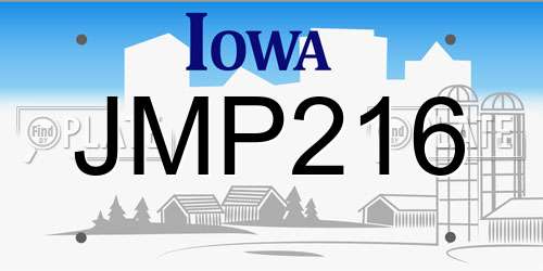 JMP216 Iowa License Plate