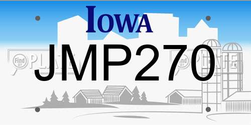 JMP270 Iowa License Plate