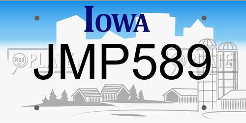 JMP589 Iowa License Plate