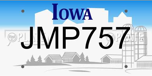 JMP757 Iowa License Plate