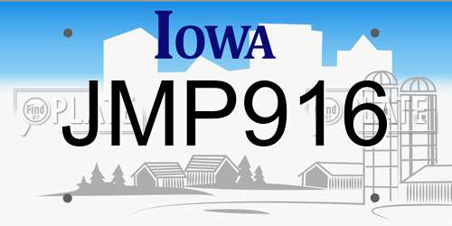 JMP916 Iowa License Plate