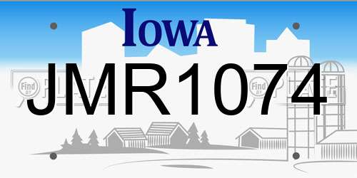JMR1074 Iowa License Plate