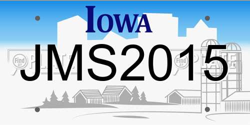 JMS2015 Iowa License Plate