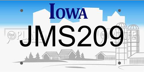 JMS209 Iowa License Plate
