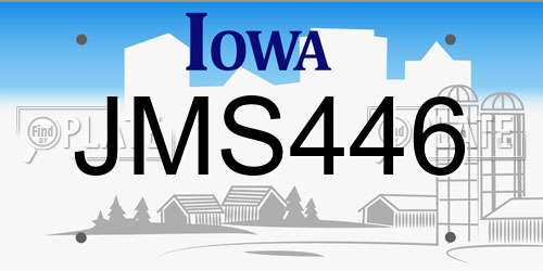 JMS446 Iowa License Plate