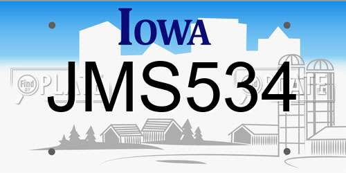 JMS534 Iowa License Plate