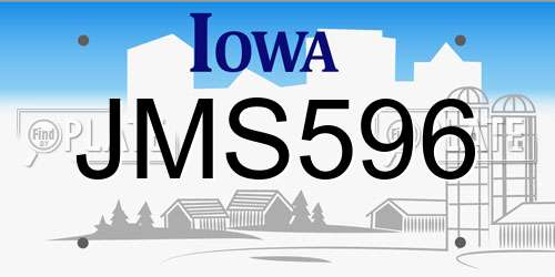 JMS596 Iowa License Plate