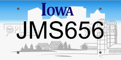 JMS656 Iowa License Plate
