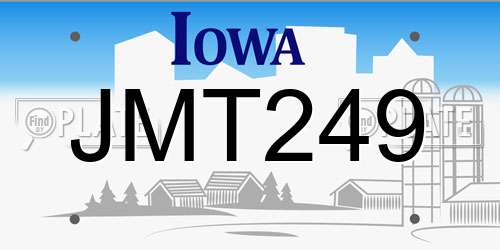 JMT249 Iowa License Plate