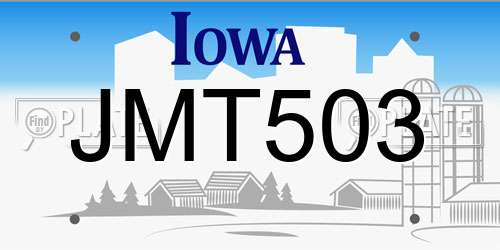 JMT503 Iowa License Plate