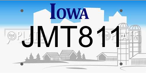 JMT811 Iowa License Plate