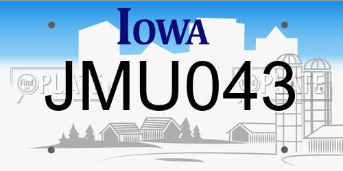 JMU043 Iowa License Plate