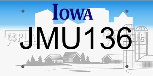 JMU136 Iowa License Plate