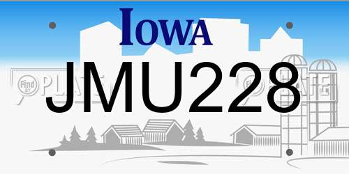 JMU228 Iowa License Plate