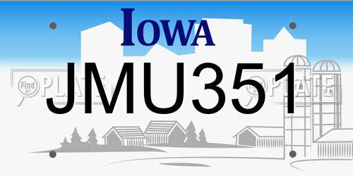 JMU351 Iowa License Plate
