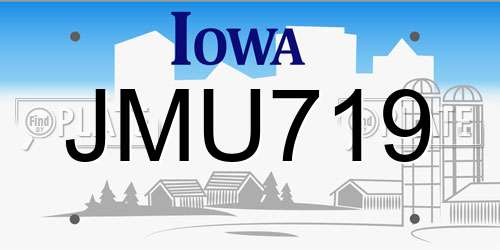 JMU719 Iowa License Plate