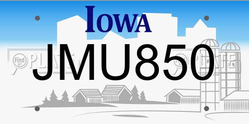 JMU850 Iowa License Plate