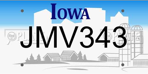 JMV343 Iowa License Plate