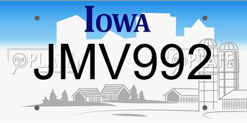 JMV992 Iowa License Plate