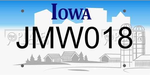 JMW018 Iowa License Plate