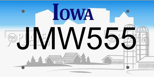 JMW555 Iowa License Plate