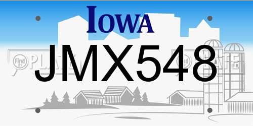JMX548 Iowa License Plate
