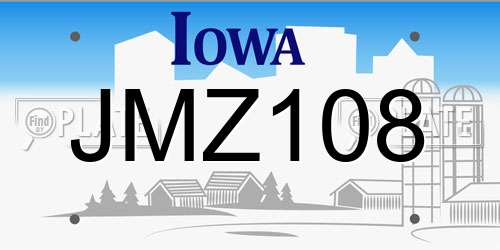 JMZ108 Iowa License Plate