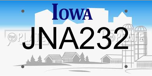 JNA232 Iowa License Plate