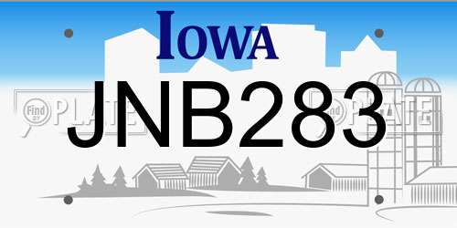 JNB283 Iowa License Plate