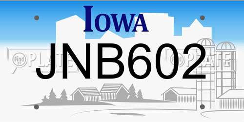 JNB602 Iowa License Plate