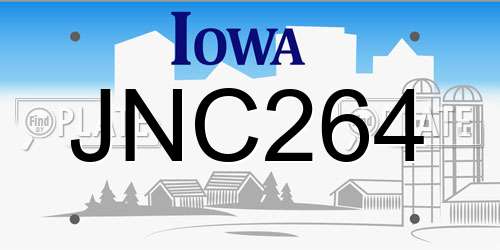 JNC264 Iowa License Plate