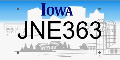 JNE363 Iowa License Plate