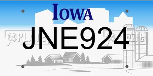 JNE924 Iowa License Plate
