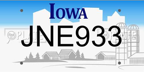 JNE933 Iowa License Plate