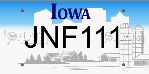 JNF111 Iowa License Plate
