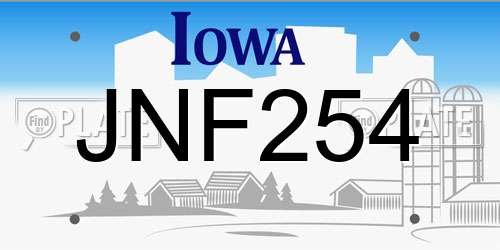 JNF254 Iowa License Plate