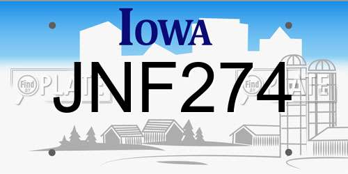JNF274 Iowa License Plate